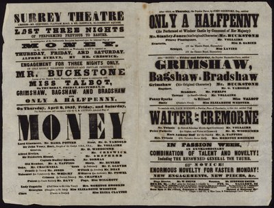 Playbill Issued by Surrey Theatre by English School