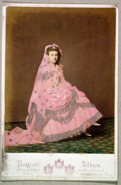 Postcard with woman in costume by English School