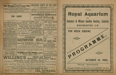 Programme of Events at the Royal Aquarium by English School