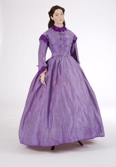 Purple day dress, 1860s by English School