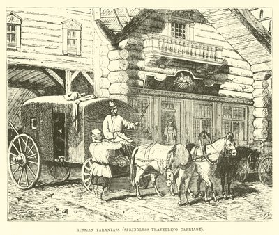 Russian Tarantass, Springless Travelling Carriage by English School