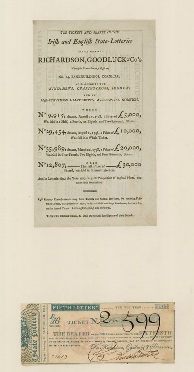 State Lottery, 1812 by English School