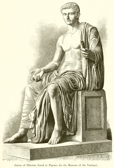 Statue of Tiberius, Found at Piperno by English School