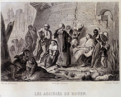 The Besieged of Rouen (engraving) by English School