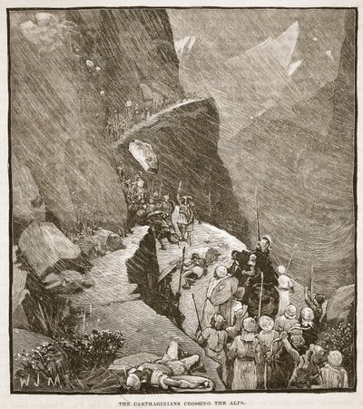 The Carthaginians Crossing the Alps by English School