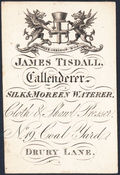 Trade Card, James Tisdall by English School