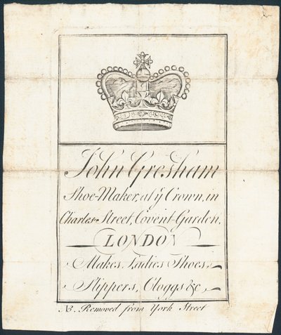 Trade Card, John Gresham by English School