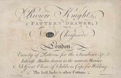 Trade Card, Riviere Knight by English School