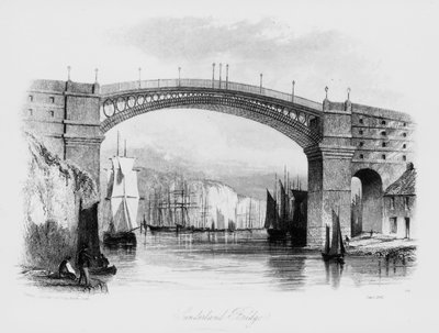 View of Sunderland Bridge, 1841 by English School