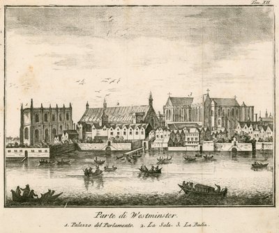 View of Westminster Palace, London by English School