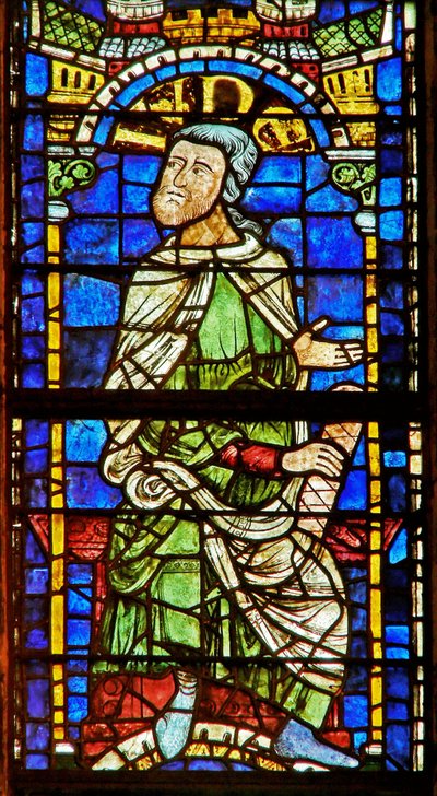 Window depicting a genealogical figure: Judah by English School
