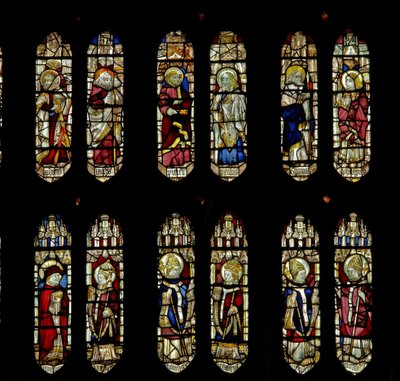 Window depicting saints by English School