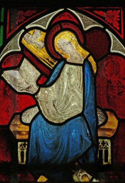 Window 6 depicting the Annunciation by English School