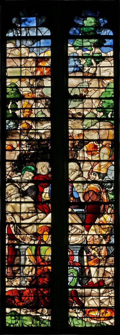 Window w15 depicting the Entombment by English School