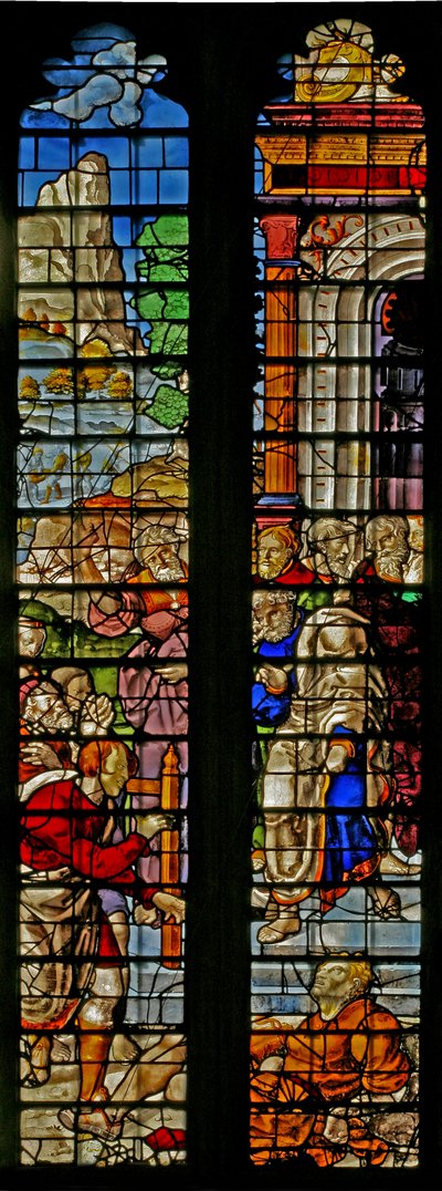 Window w21 depicting the Death of Ananias by English School