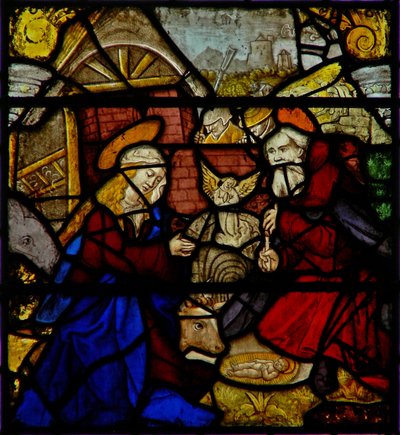 Window w36 depicting the Nativity by English School