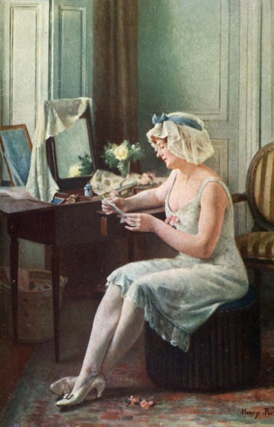 Woman reading a letter by English School