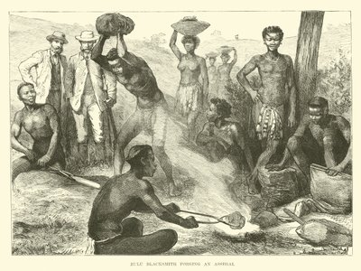 Zulu Blacksmith Forging an Assegai by English School