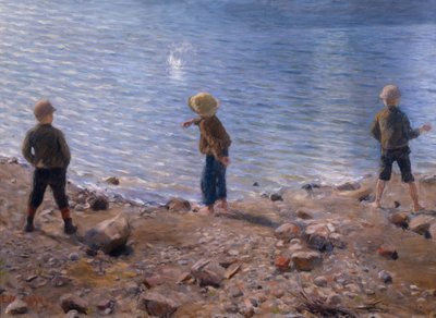 Three Boys at the Beach by Erik Theodor Werenskiold