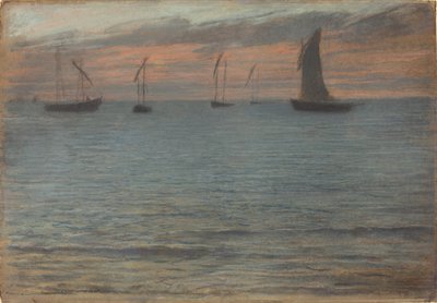 A Seascape at Sunset by Ernest Ange Duez