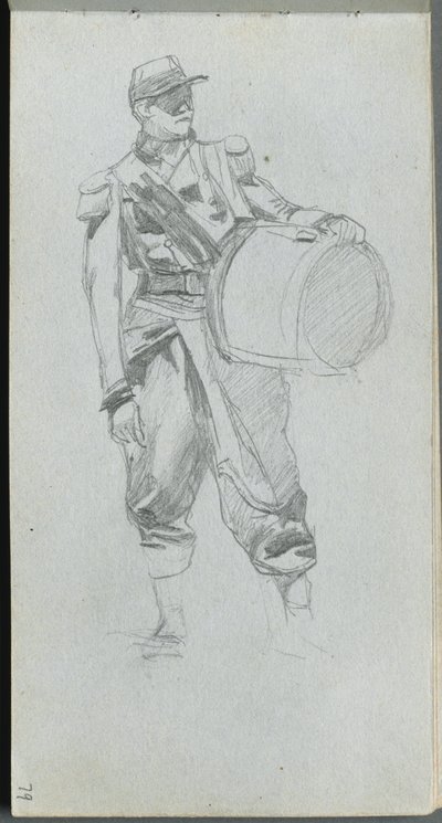 Sketchbook, page 79: Soldier with Drum by Jean Louis Ernest Meissonier