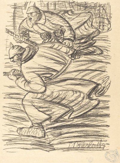 The Assault, published 1915 by Ernst Barlach