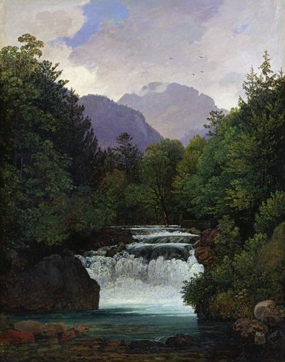 Mountain Valley with Waterfall by Ernst Kaiser