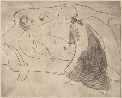 Girl, with Another Rubbing Her Belly, 1910 by Ernst Ludwig Kirchner