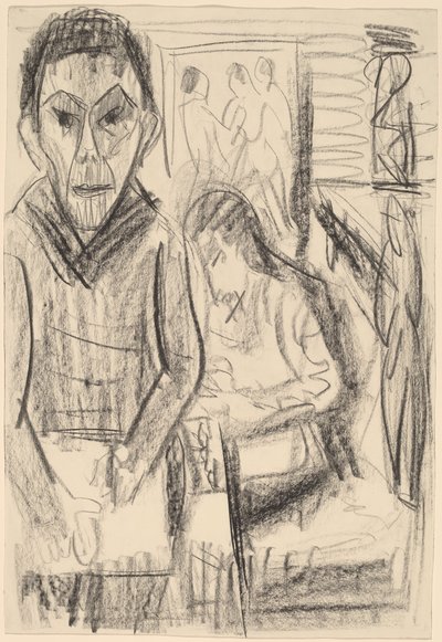 Self-Portrait in the Studio by Ernst Ludwig Kirchner