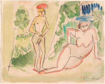 Two Bathers near the Woods by Ernst Ludwig Kirchner