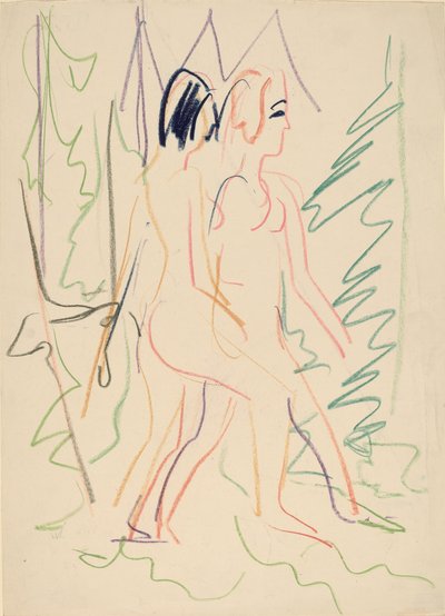 Two Nudes in a Forest, 1925 by Ernst Ludwig Kirchner