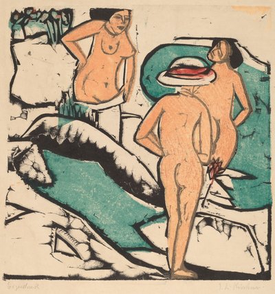 Women Bathing Between White Stones by Ernst Ludwig Kirchner