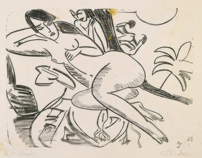 Reclining Nude on a Blanket by Ernst Ludwig Kirchner