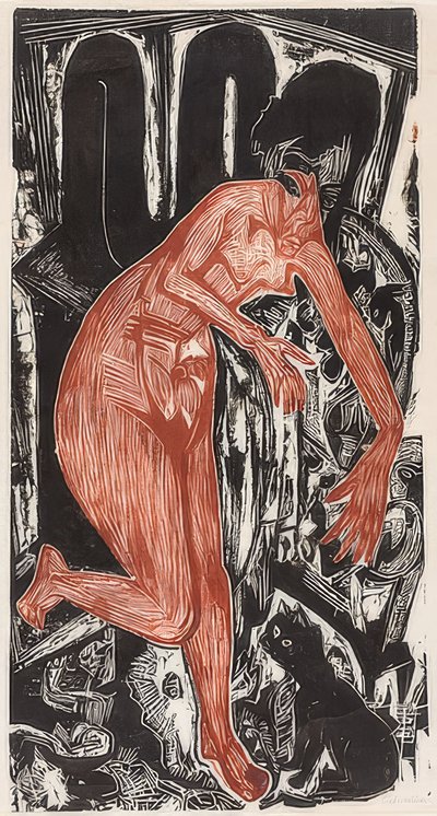 Bathing Woman by the Stove. 1919 by Ernst Ludwig Kirchner