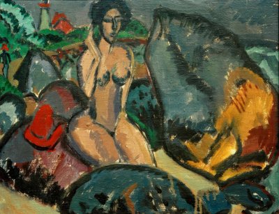 Bathing Between Rocks by Ernst Ludwig Kirchner