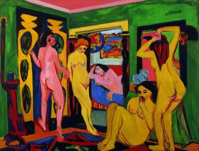 Bathers in a Room, 1909-after 1926 by Ernst Ludwig Kirchner