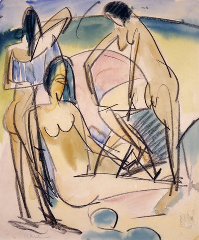 Bathers on the Shore, Fehmarn by Ernst Ludwig Kirchner