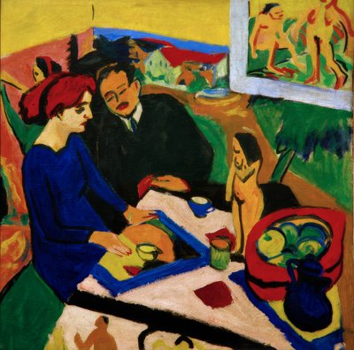 Doris and Heckel at the Table by Ernst Ludwig Kirchner