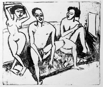 Three Black Nudes by Ernst Ludwig Kirchner