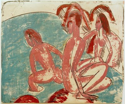 E.L.Kirchner, Three Bathers on Rocks by Ernst Ludwig Kirchner