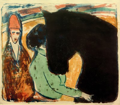 Black Stallion, Rider and Clown by Ernst Ludwig Kirchner