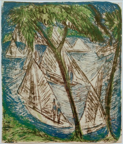 E.L. Kirchner, Sailboats at Grunau by Ernst Ludwig Kirchner