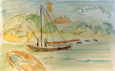 Fehmarn Coast with Lighthouse by Ernst Ludwig Kirchner