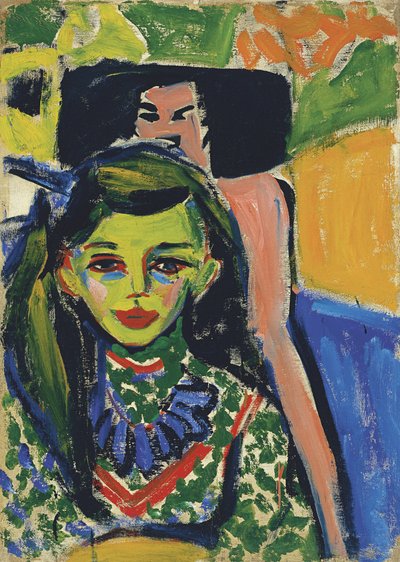 Fränzi before a Carved Chair by Ernst Ludwig Kirchner