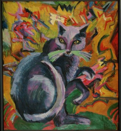 Gray Cat on Cushion by Ernst Ludwig Kirchner