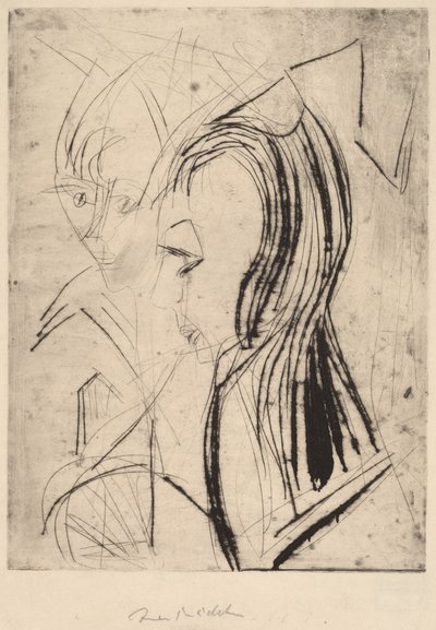 Heads of Two Girls by Ernst Ludwig Kirchner