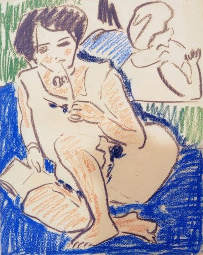 Crouching Dodo with Book by Ernst Ludwig Kirchner