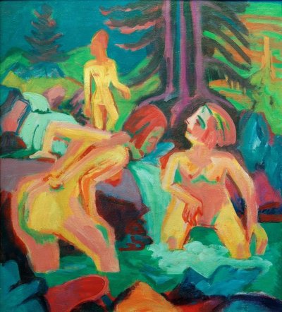 Naked Women Bathing in the Mountain Stream by Ernst Ludwig Kirchner