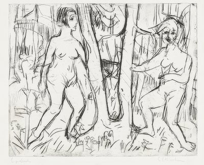 Girls Playing in the Forest. 1923 by Ernst Ludwig Kirchner