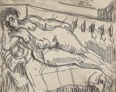 Reclining Nude. 1927 by Ernst Ludwig Kirchner